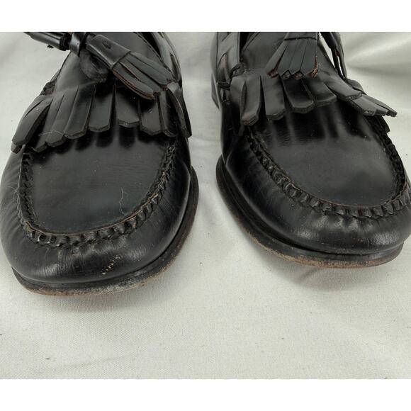 Cole Haan Mens Black Mexico Made Leather Tassel Loafers Kiltie Moc Toe Size 10D main image 12